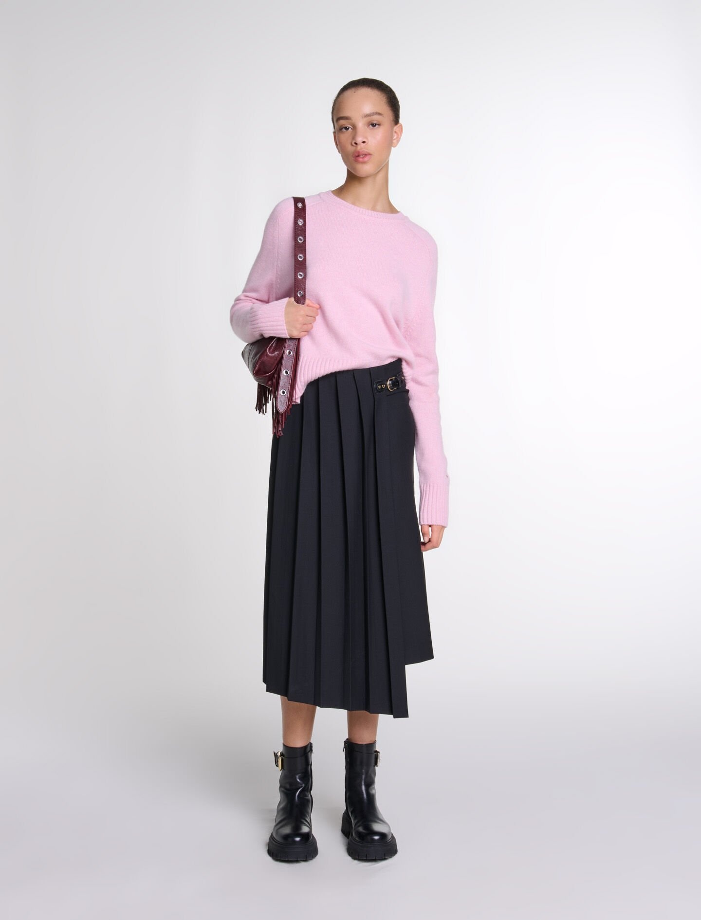 Asymmetrical long pleated skirt - 2