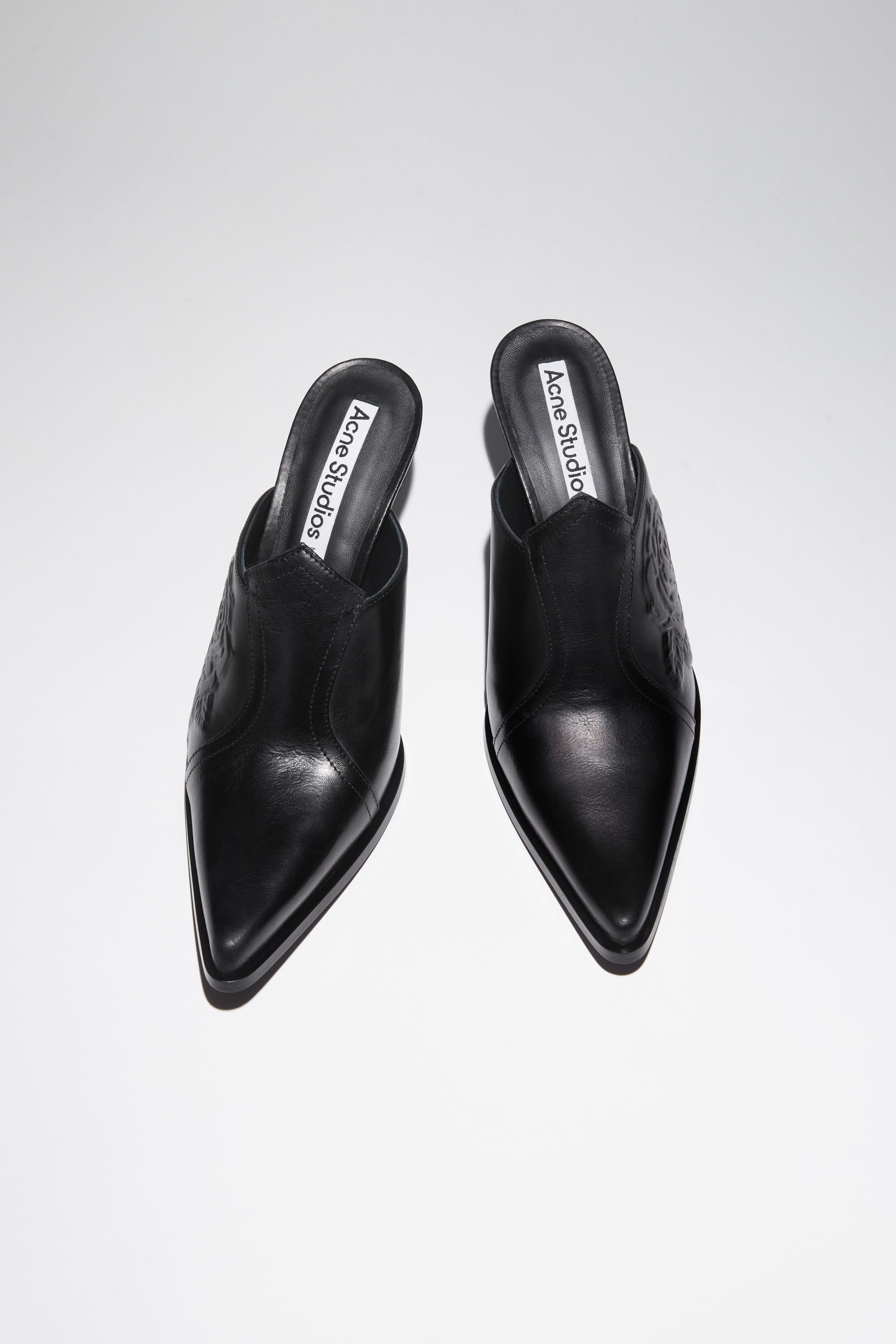 Leather heeled mules - Black - 3