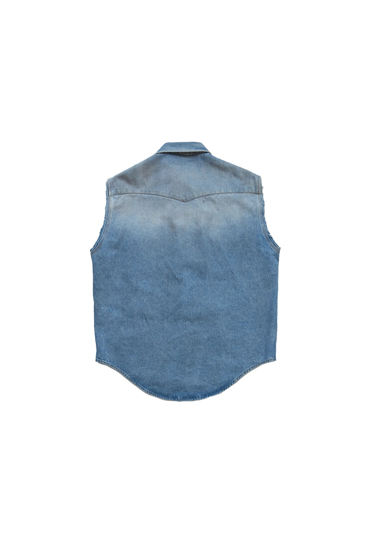 MM6 Maison Margiela Sleeveless Distressed Denim Shirt Blue - 2