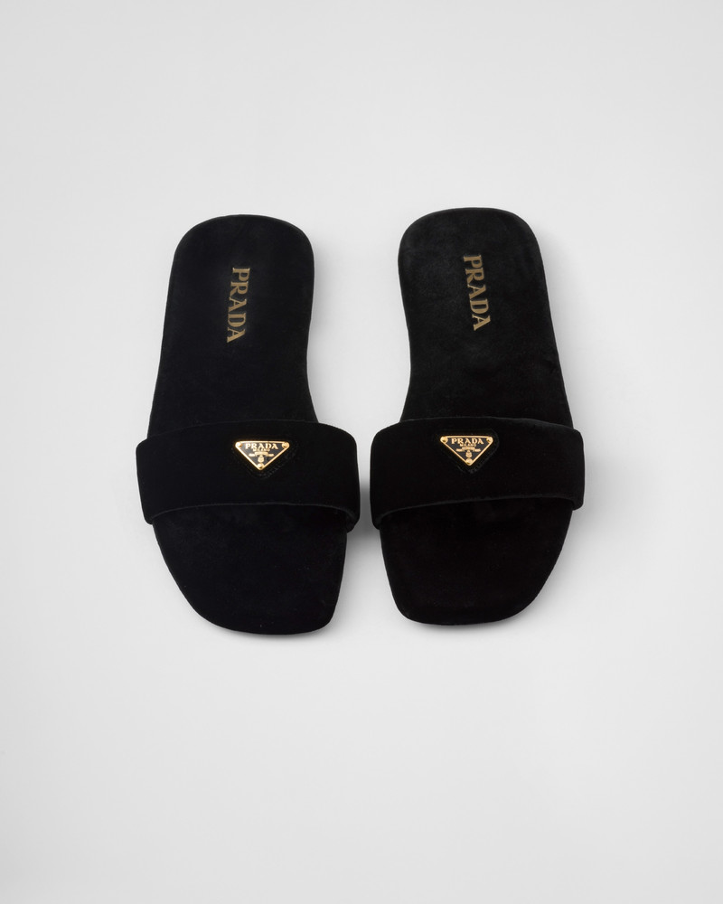 Flat velvet slides 3