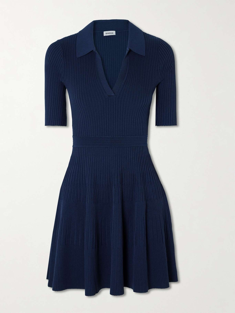 Patricia ribbed-knit mini dress Navy - 1