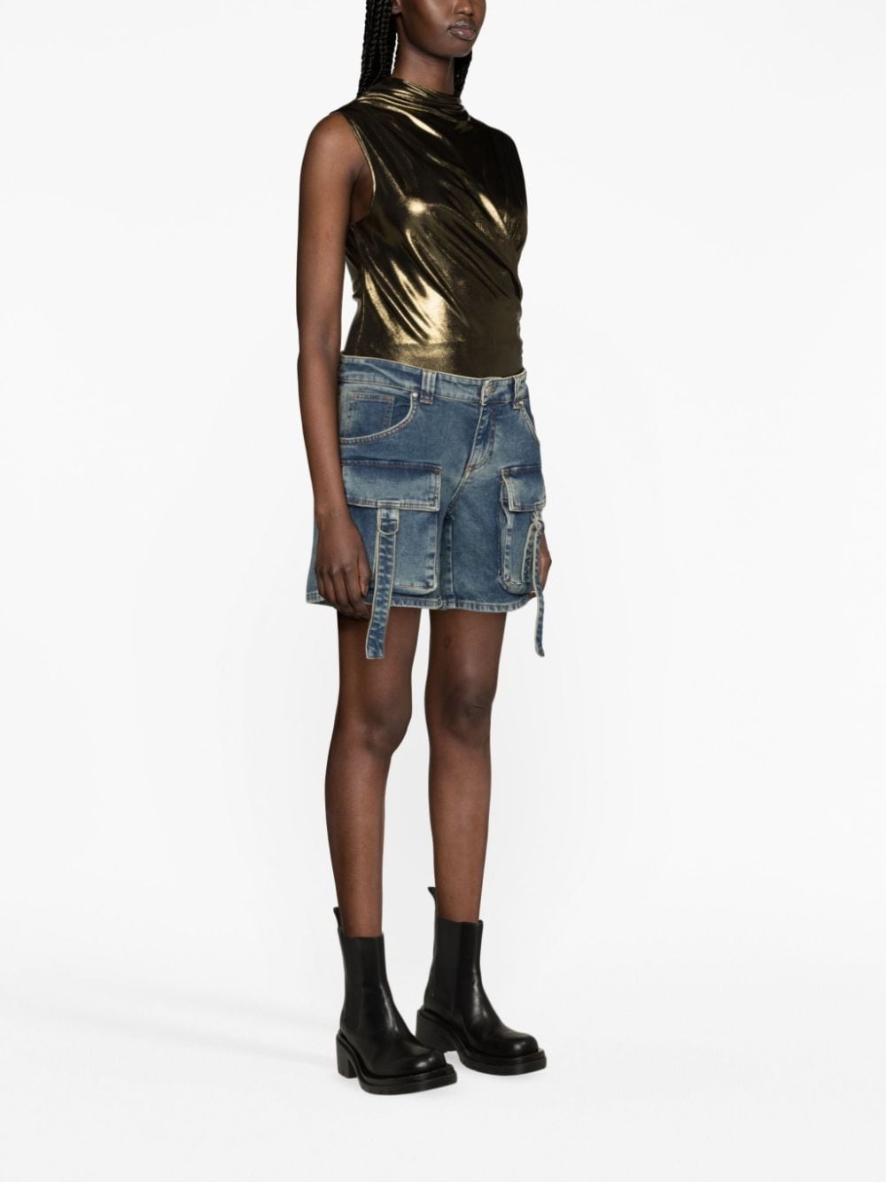 denim cargo shorts - 3