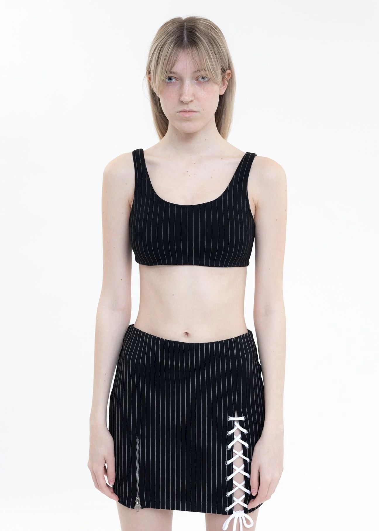 Black Pinstripe Sport Top - 1