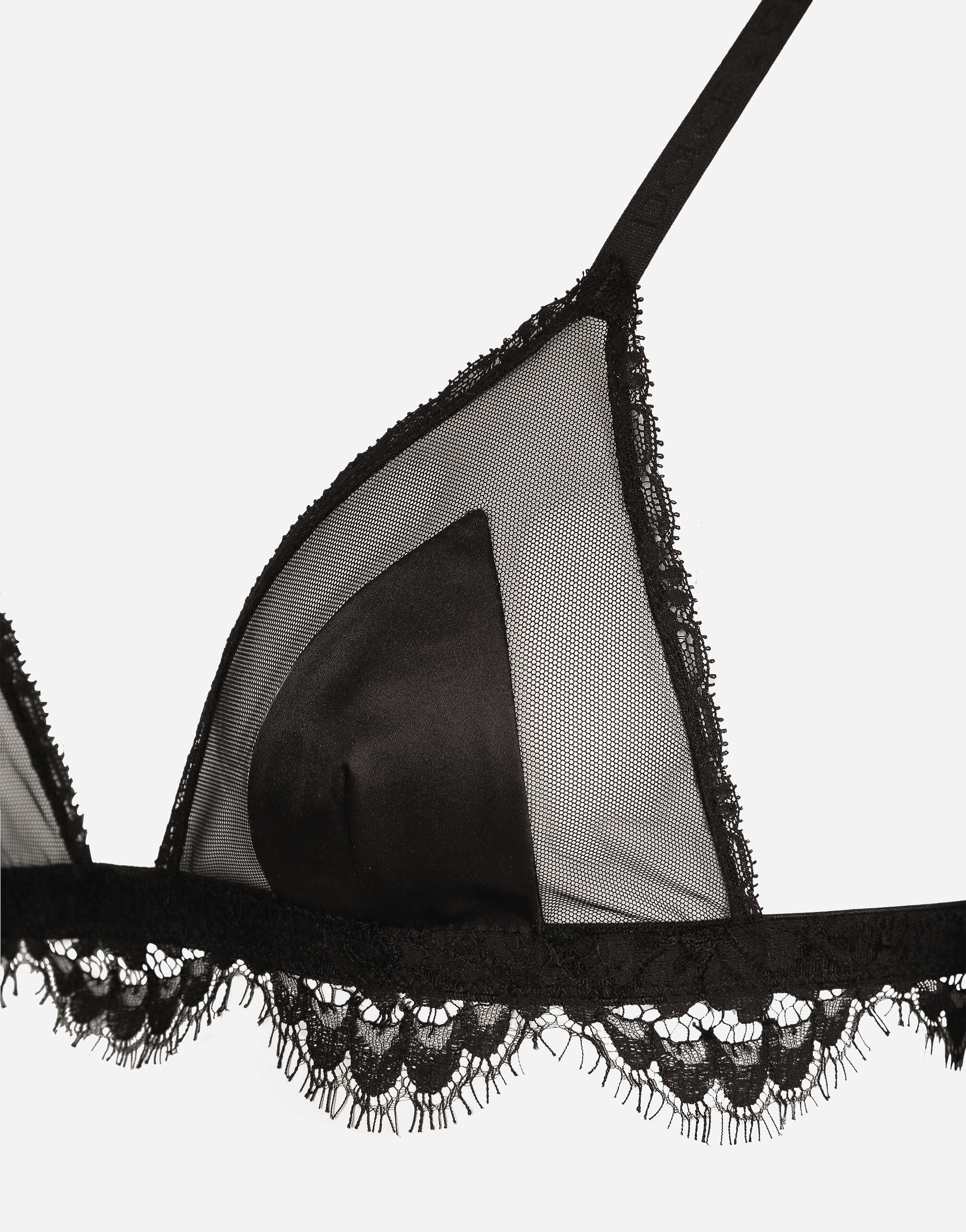 Satin, lace and tulle soft-cup triangle bra - 3