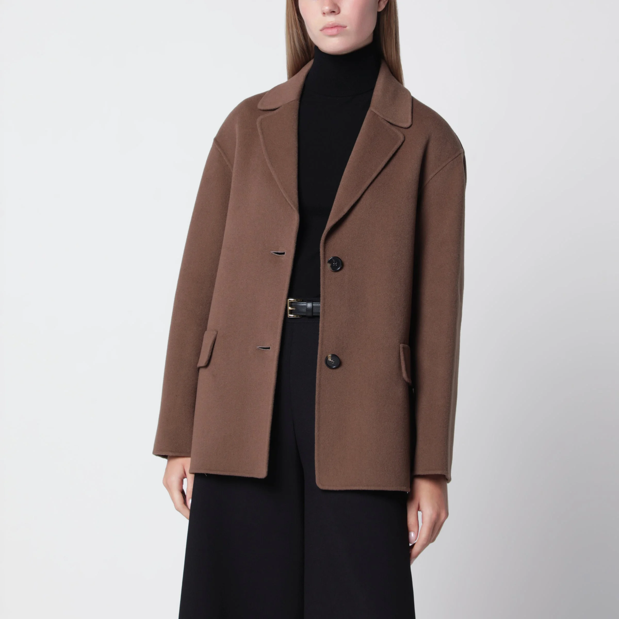 Brown double-wool single-breasted jacket - 1