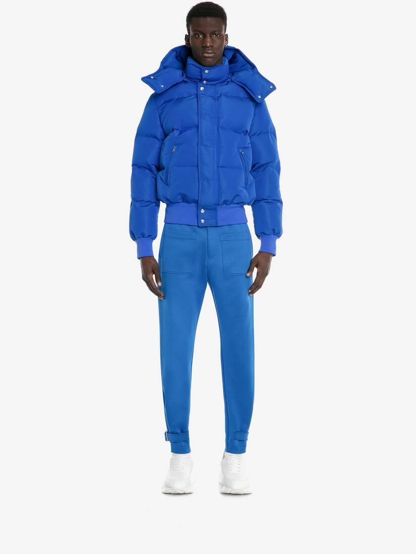 Men's McQueen Graffiti Puffer Jacket in Ultramarine/black - 2