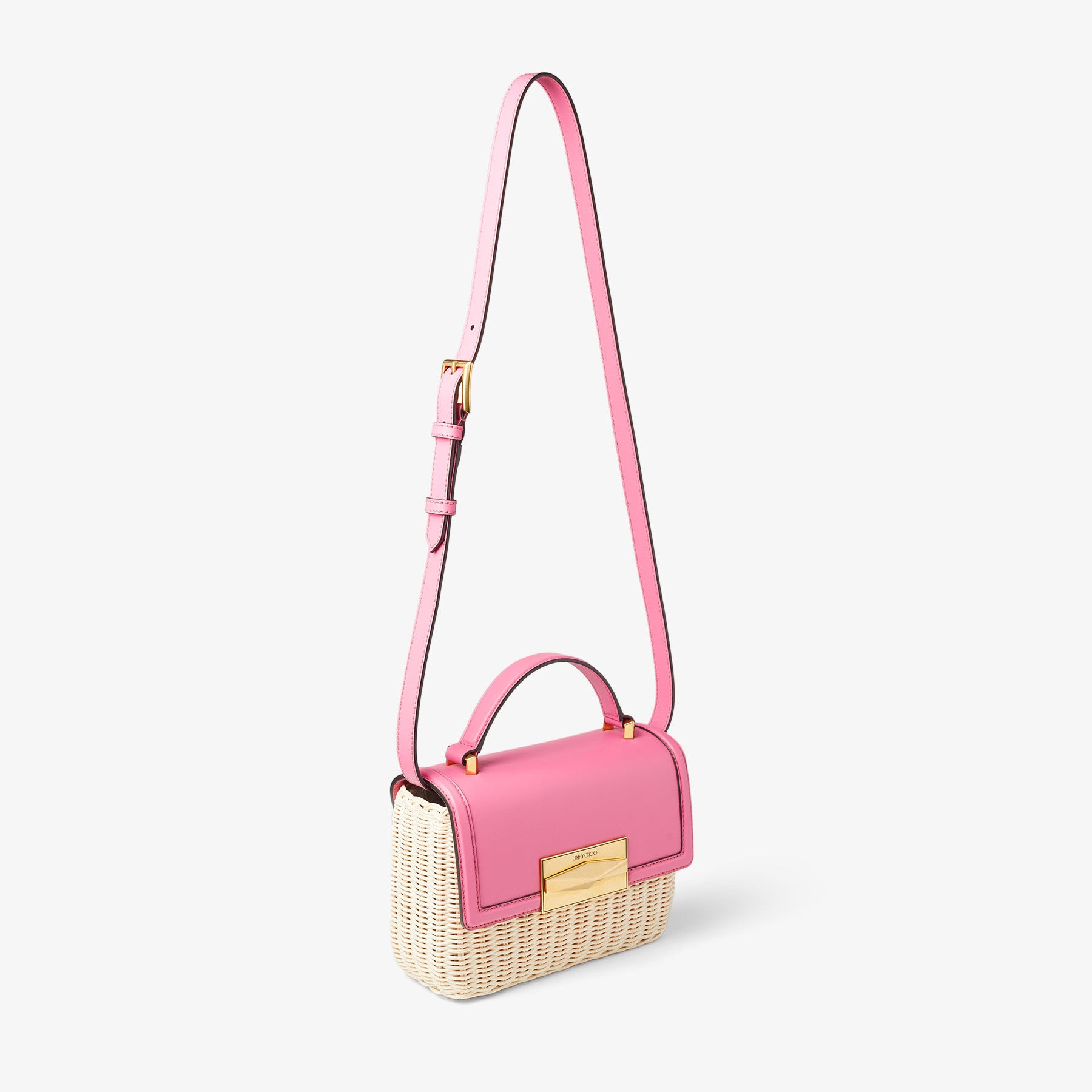 Diamond Top Handle
Natural/Candy Pink Wicker and Leather Top Handle Bag - 6