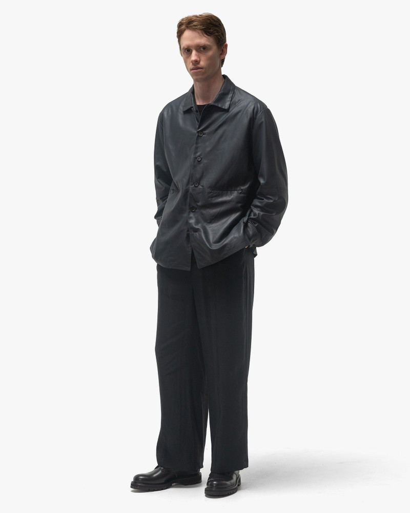 YOKE Linen Acetate Front Gather Wide Trousers Black outlook
