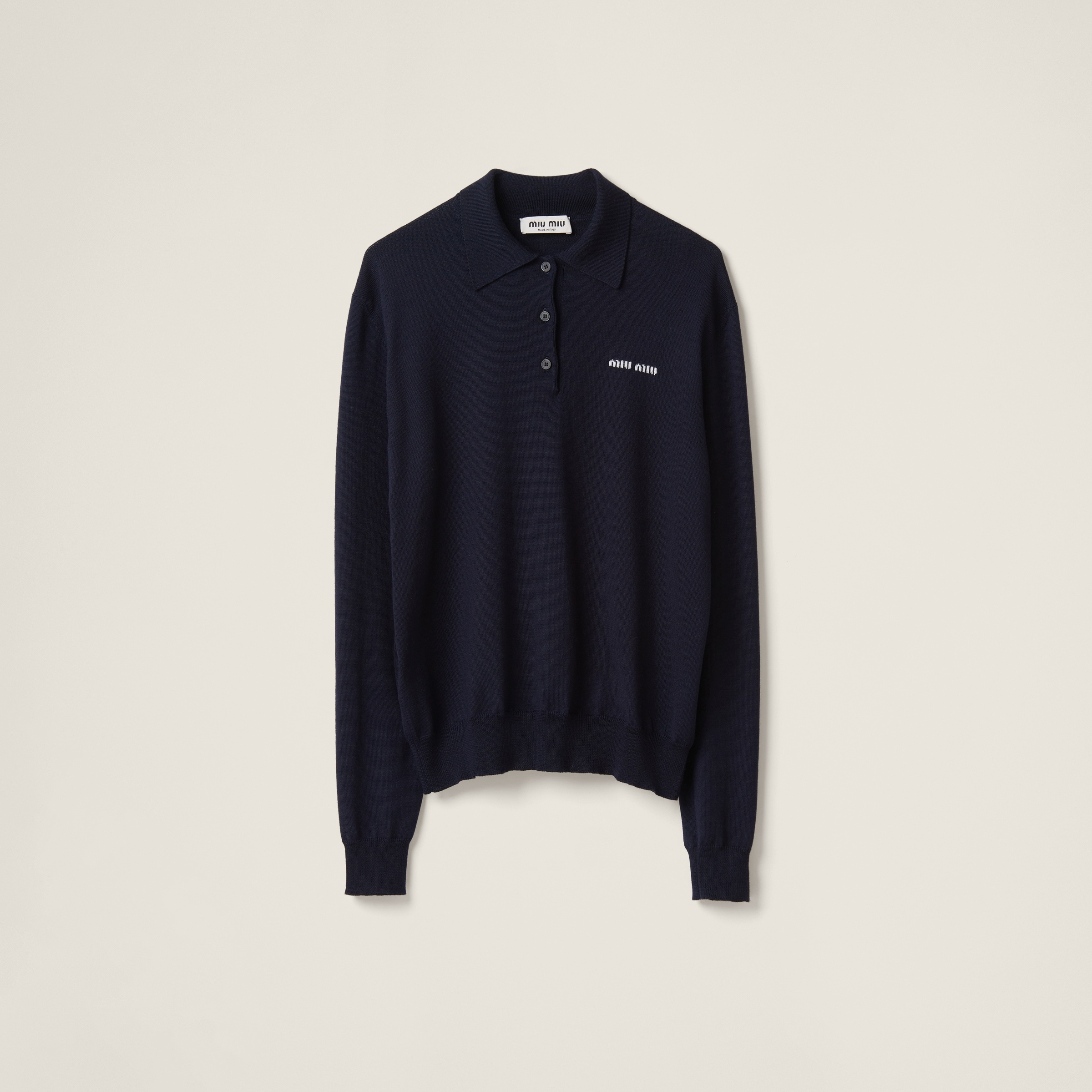 Wool knit polo shirt - 1