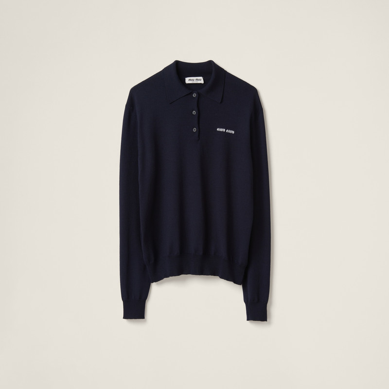 Wool knit polo shirt 1