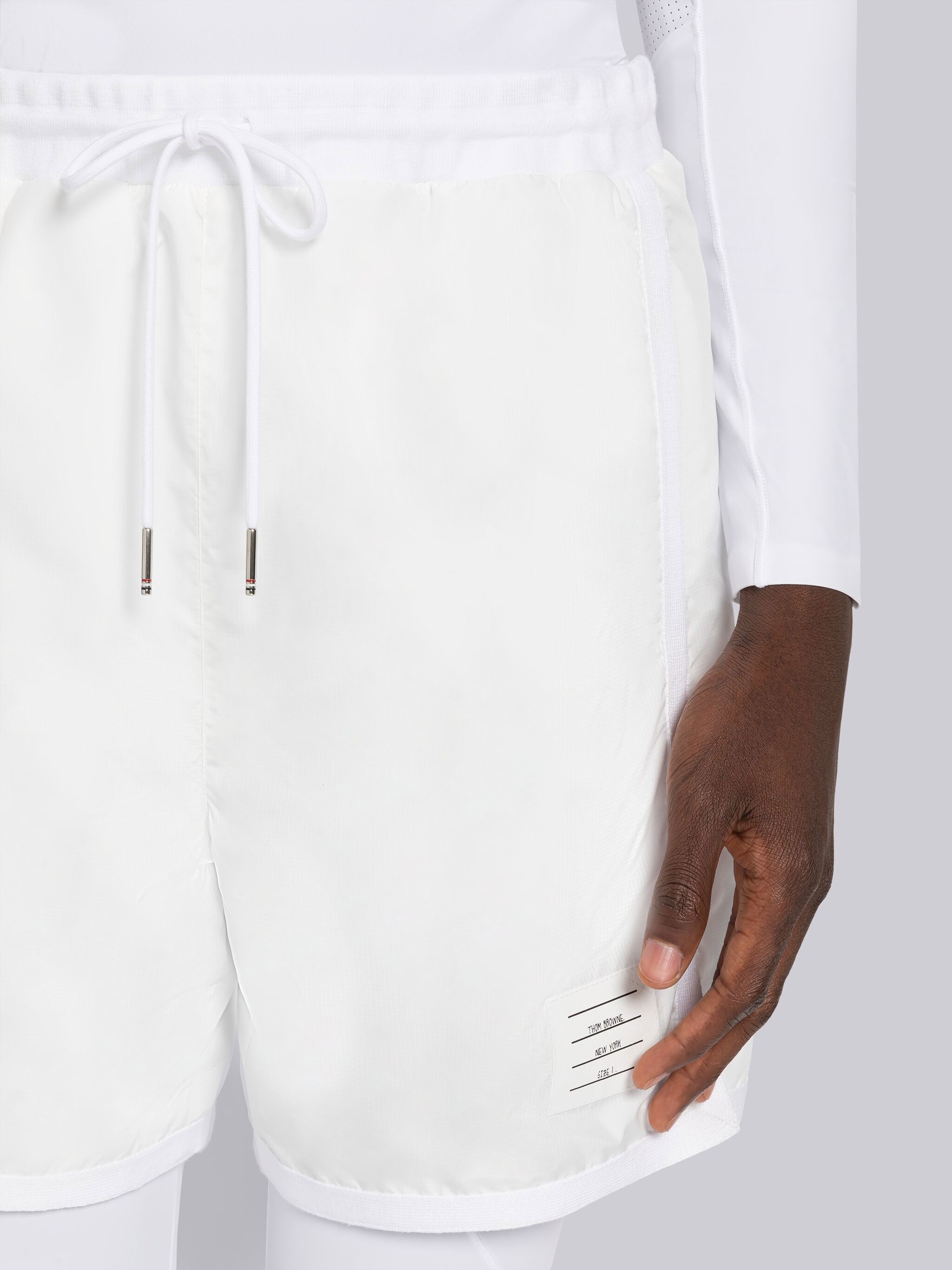 logo-patch mesh track shorts - 5