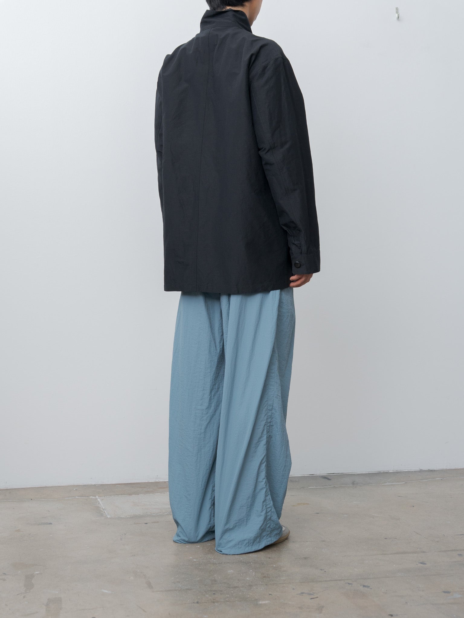 Nylon Pleated Easy Trousers - Fog Blue - 3