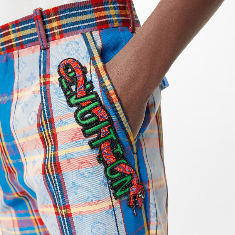 Monogram Check Pleated Pants 4