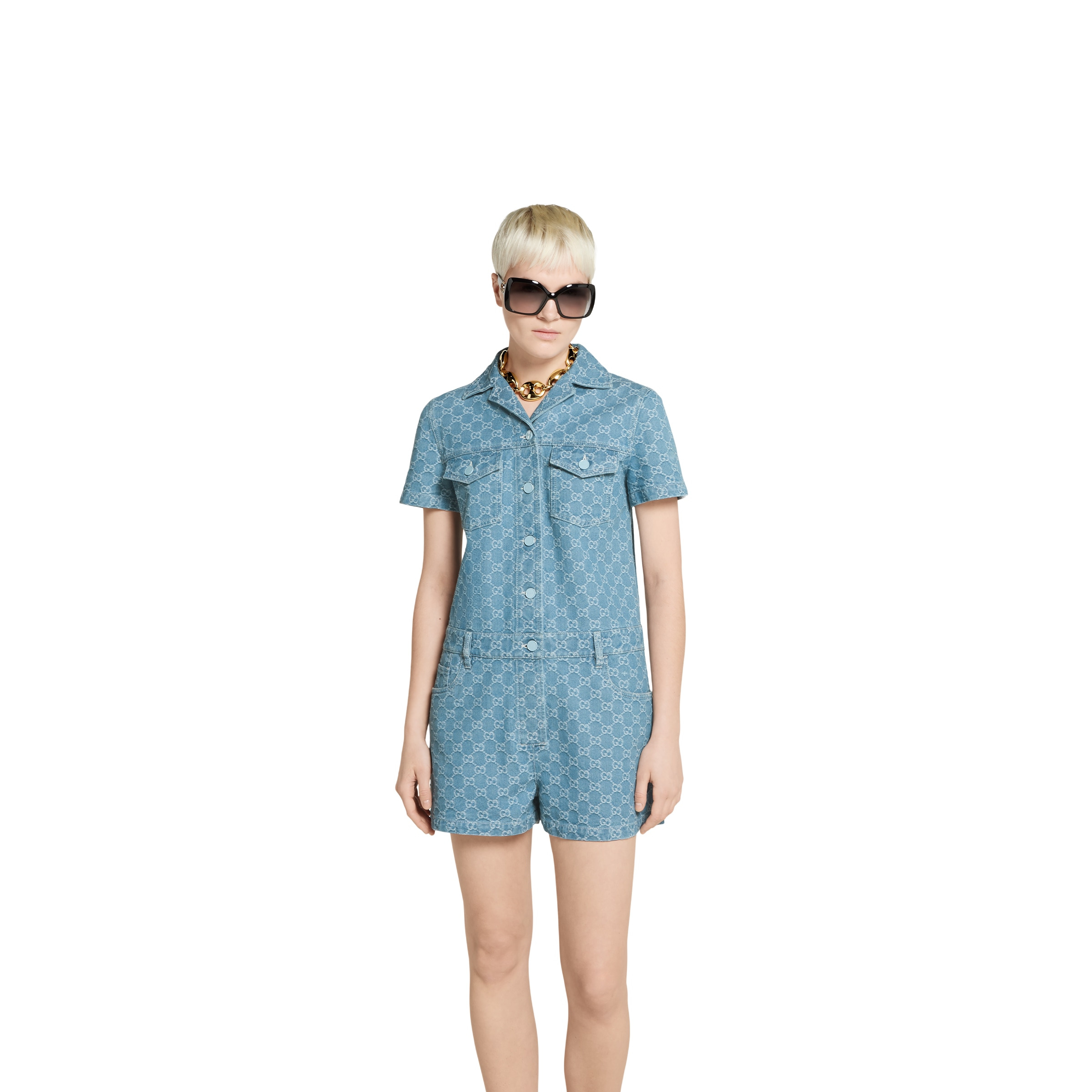 GG denim jacquard jumpsuit - 3