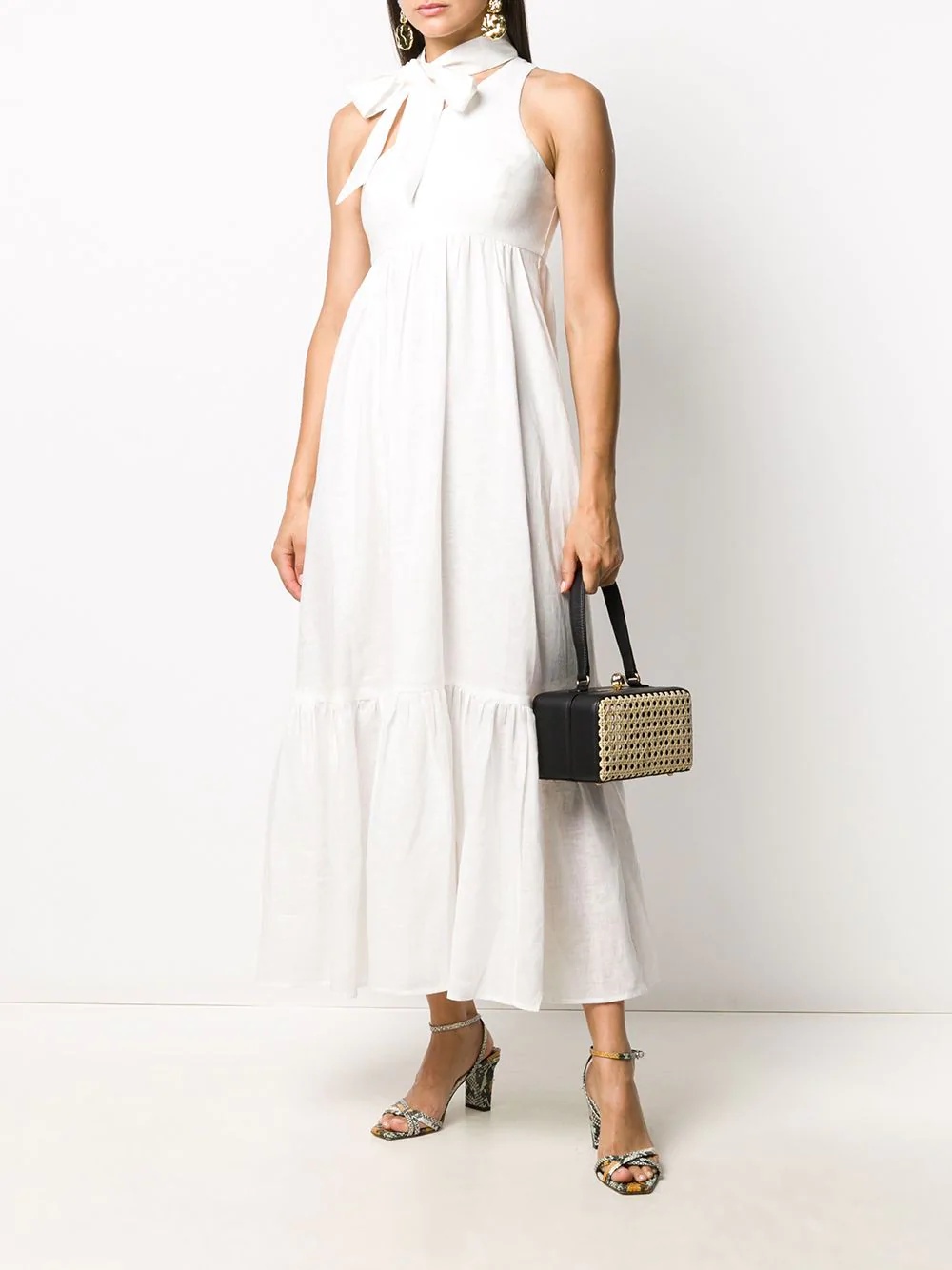 one-shoulder flared midi dress - 2