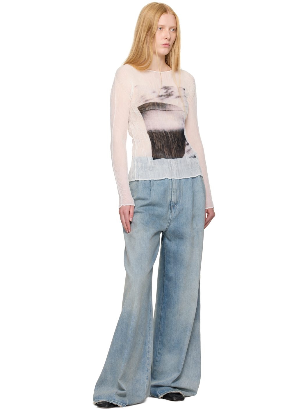 White May Shadow Study Chiffon Twist Shirt - 4