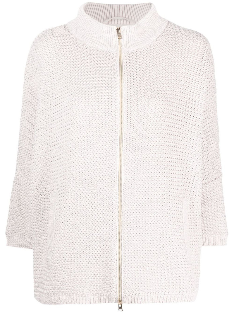 high-neck knitted cardigan 1
