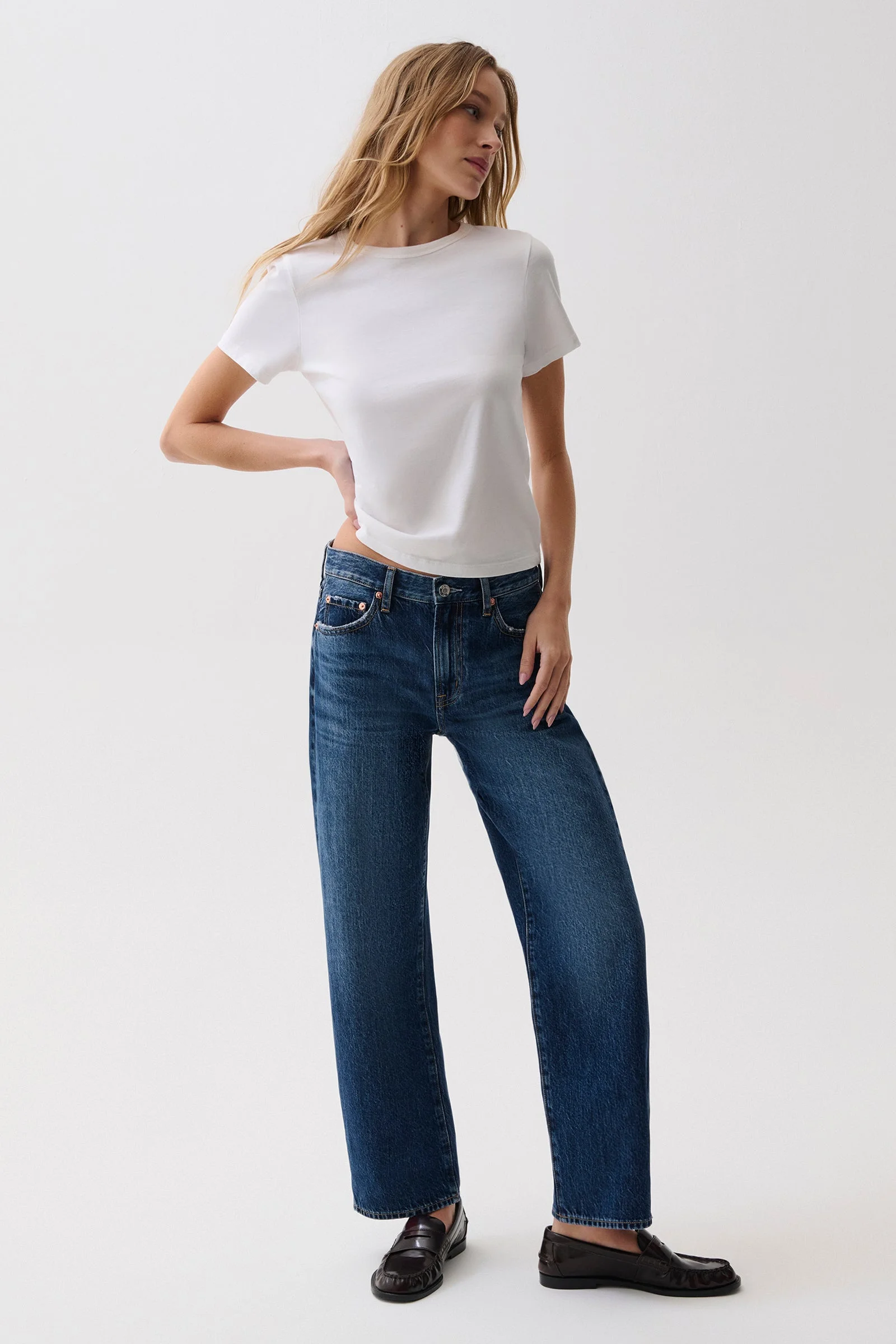 LEXI MID RISE BOWED STRAIGHT JEAN - MOONWAVE - 1