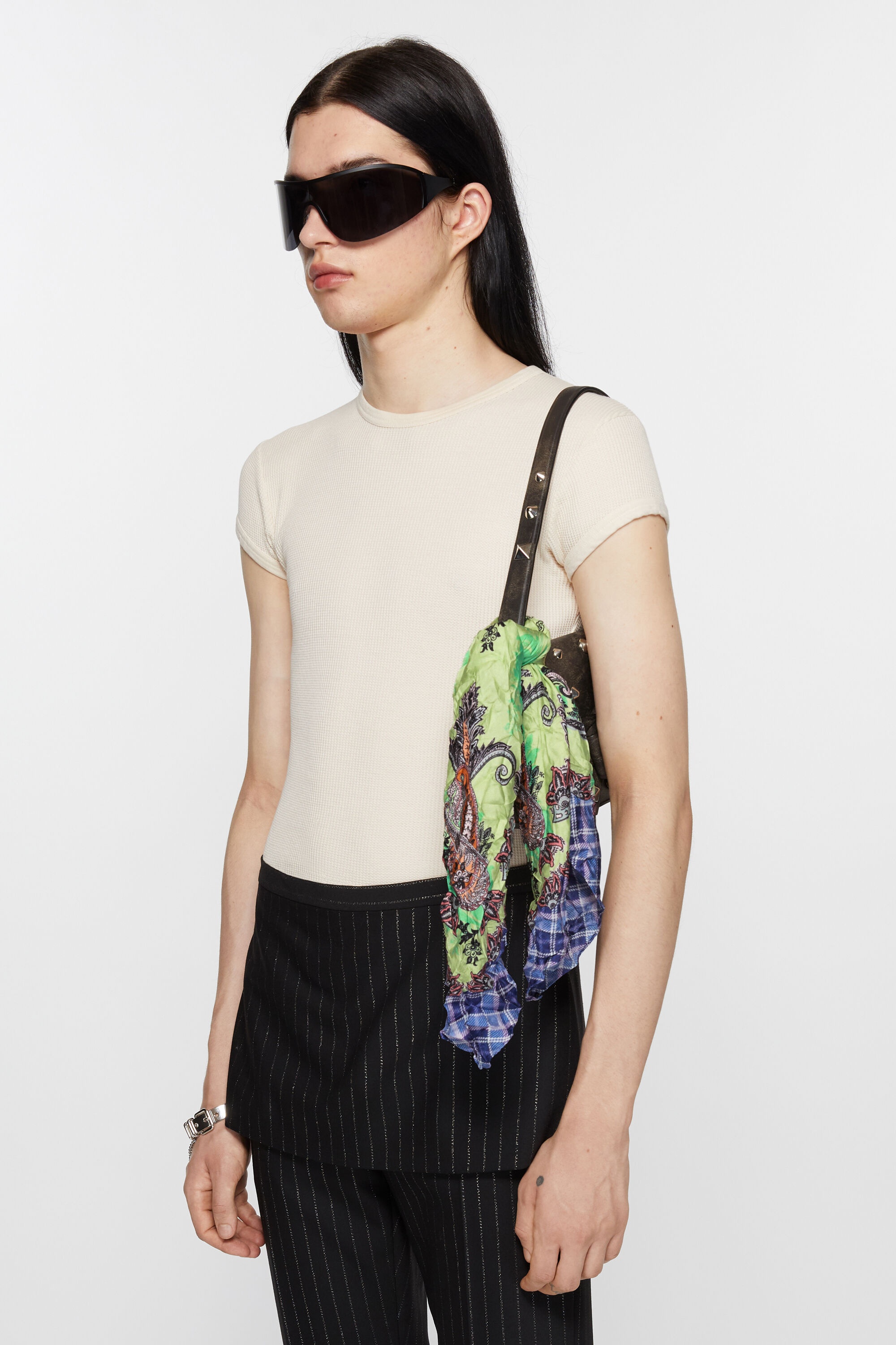 Print silk scarf - Green/blue - 3