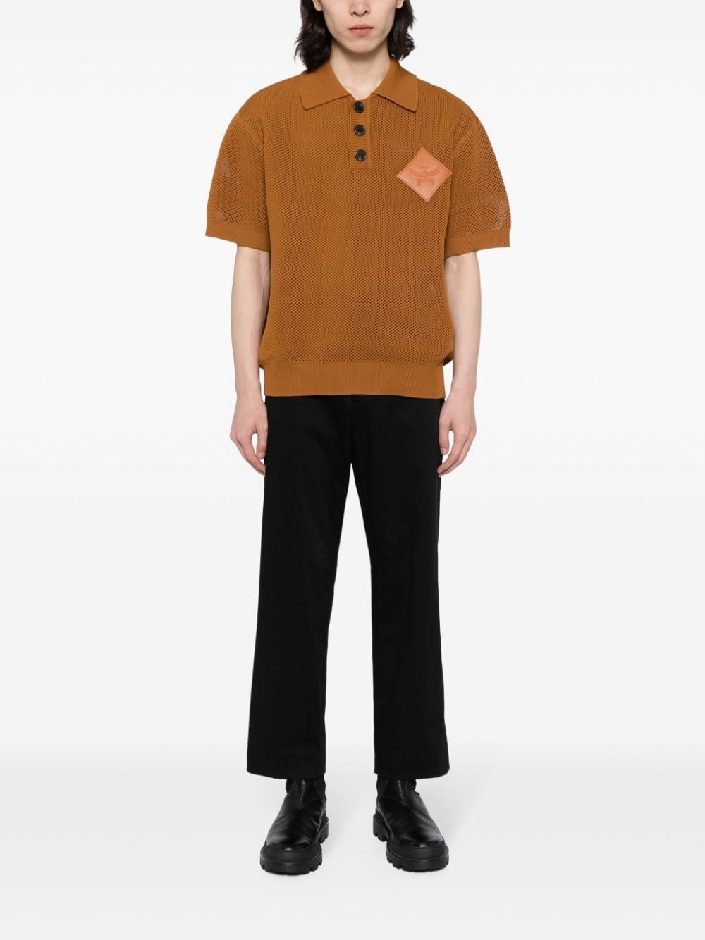 logo-appliquÃ© knitted polo shirt - 2