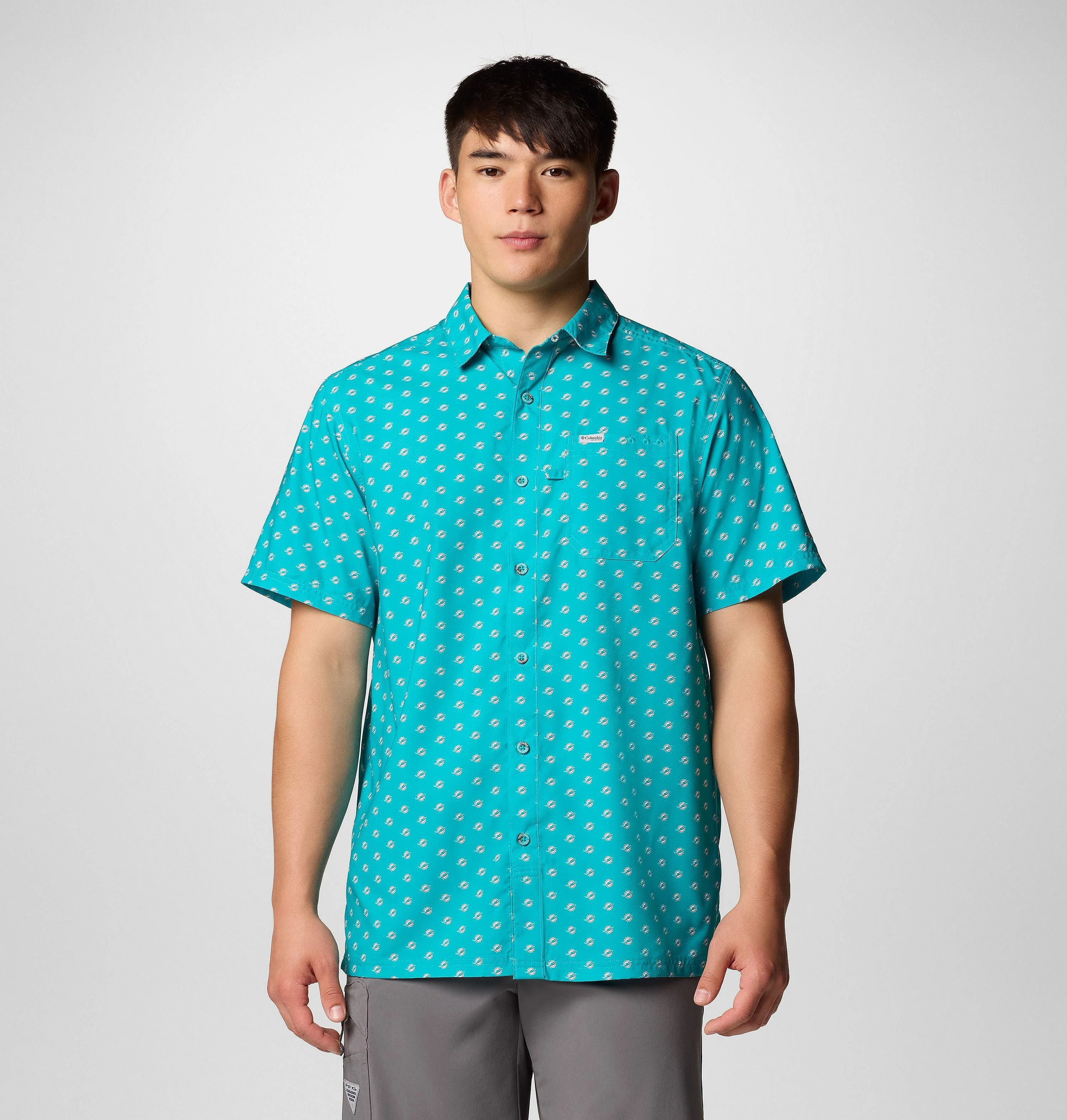 Men's PFG Super Slack Tide Short Sleeve Shirt - Miami Dolphins - 1