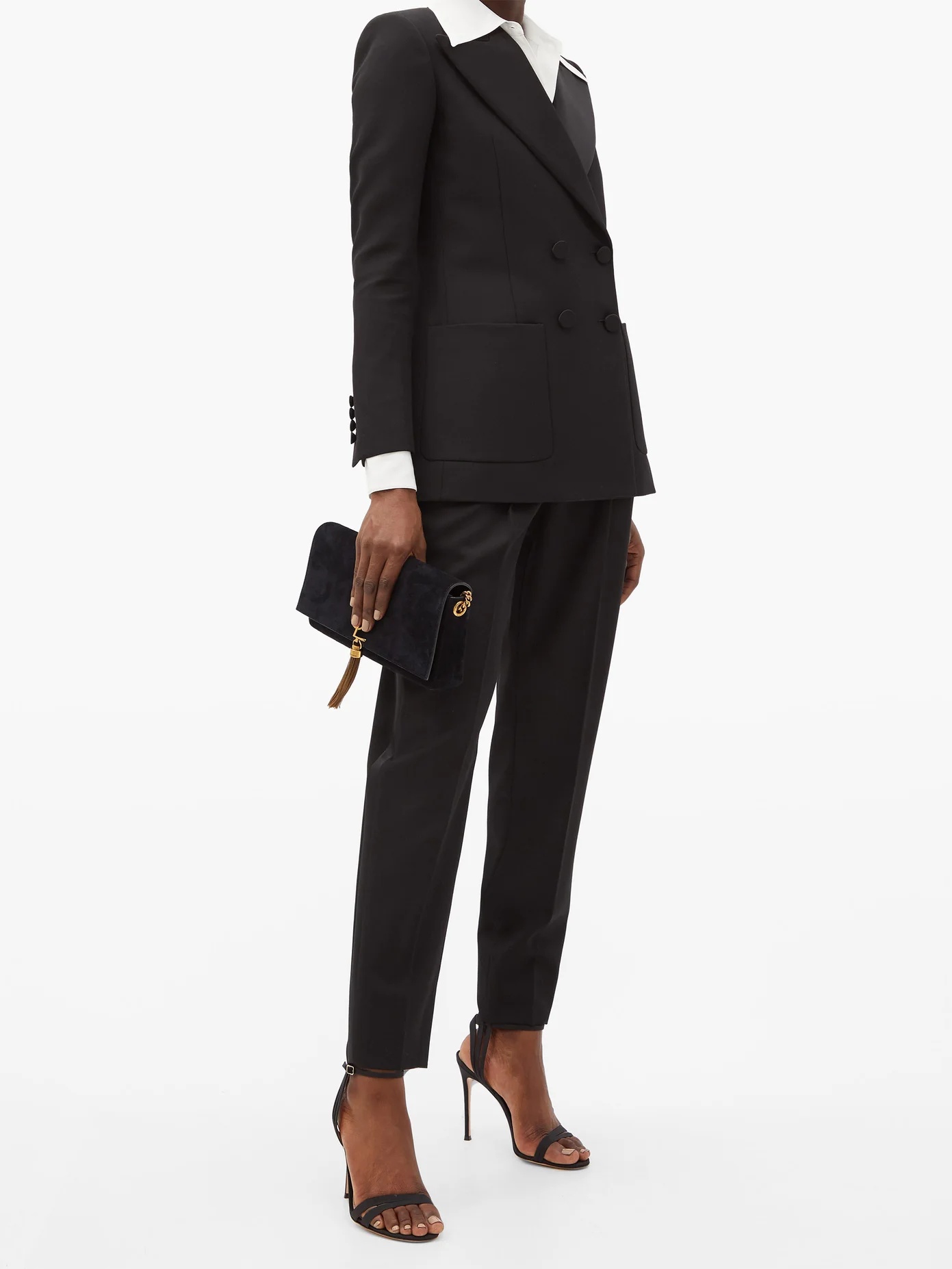 Pleated grain-de-poudre wool tuxedo trousers - 2