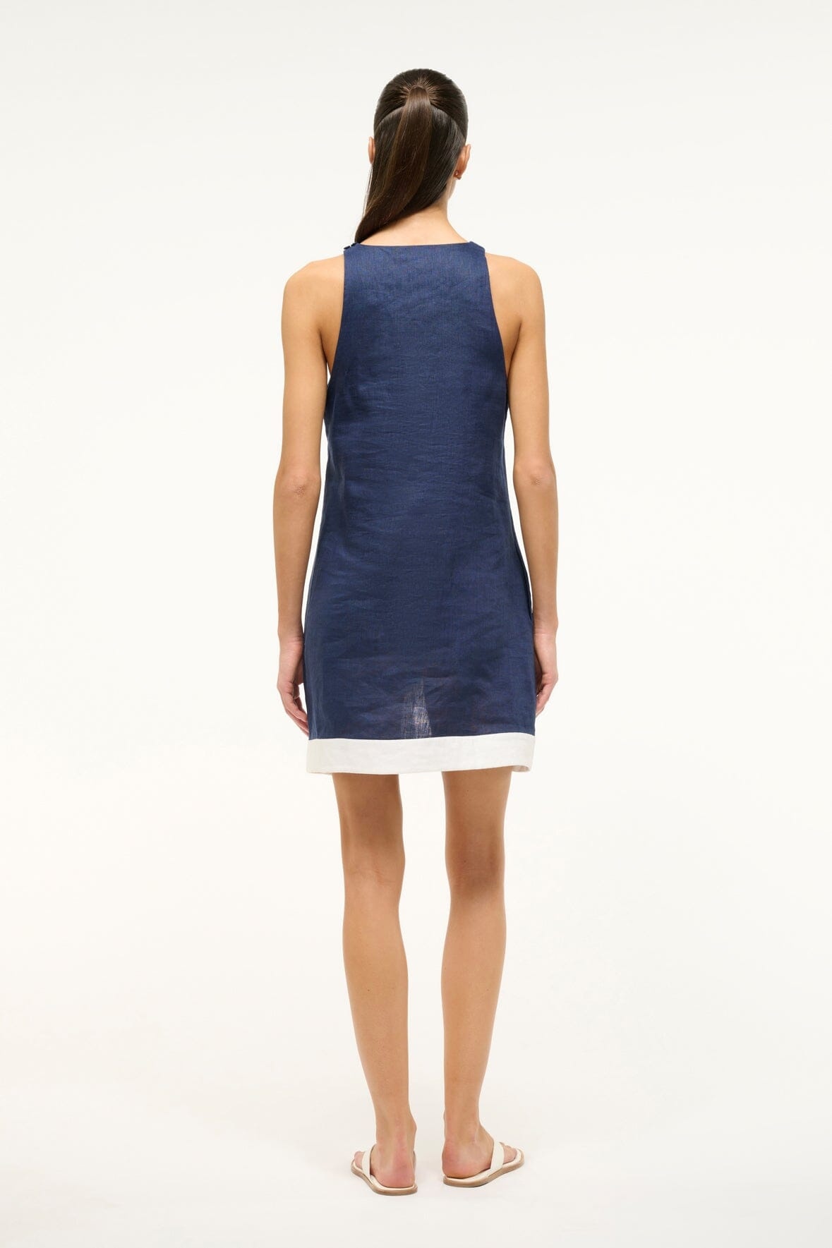 STAUD ALLORI DRESS NAVY WHITE - 5