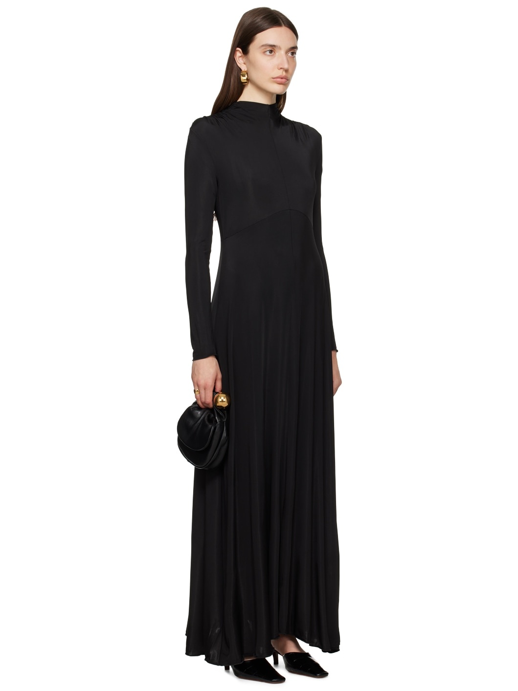 Black Asymmetric Maxi Dress - 2