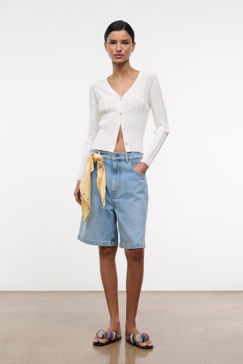 STAUD EZRA CARDIGAN IVORY 1