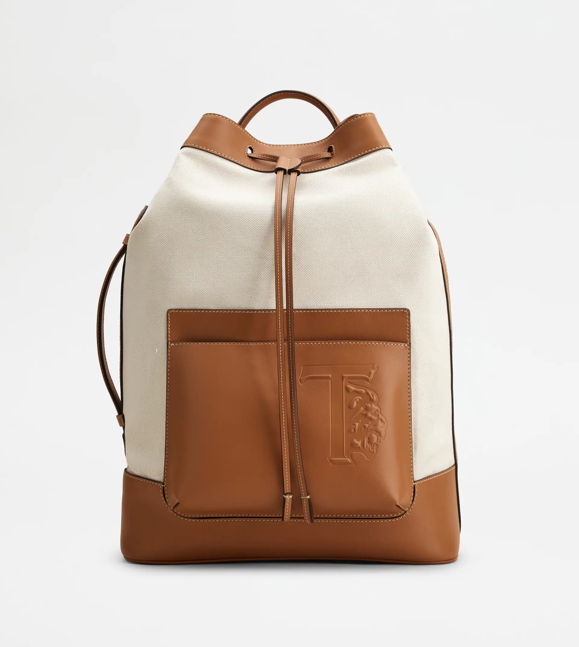 BACKPACK IN CANVAS AND LEATHER MEDIUM - BROWN, BEIGE - 1