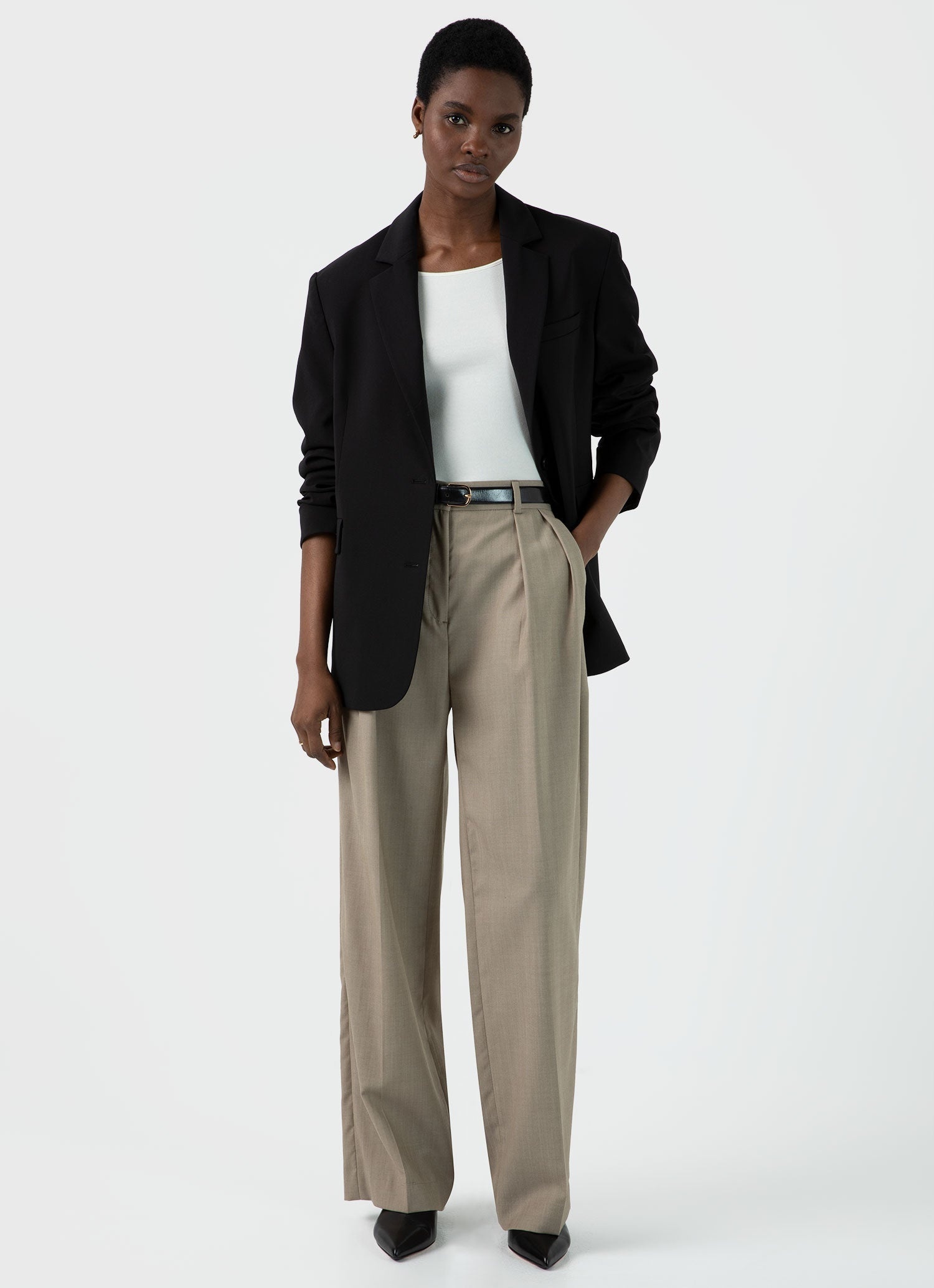 Pleated Wool Twill Trouser - 1