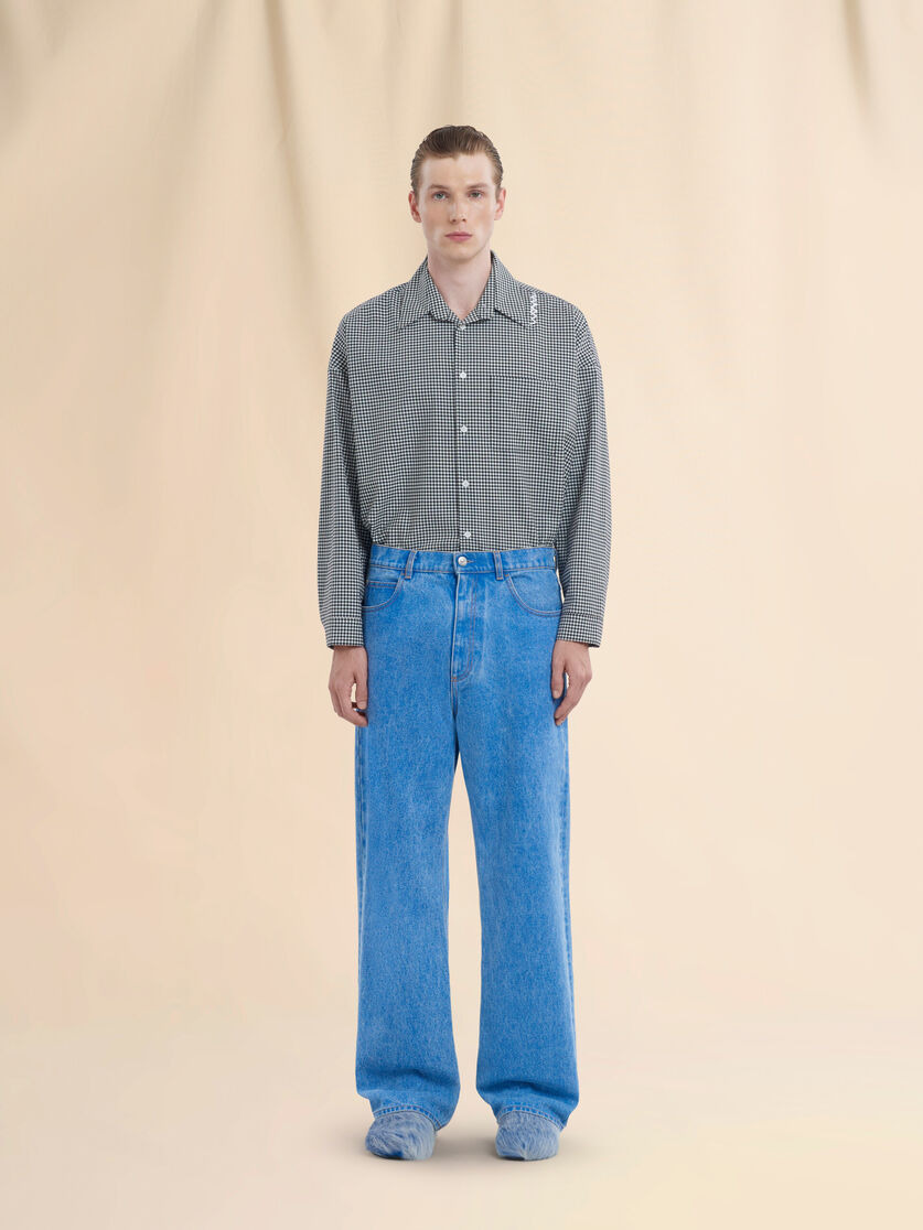 BLUE ORGANIC DENIM WIDE-LEG JEANS - 2