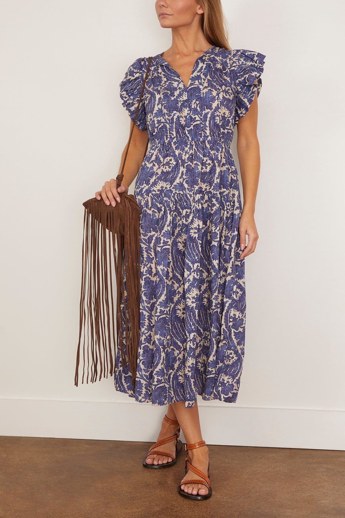 Kairi Flutter Sleeve Midi Dress in Ocean - 2