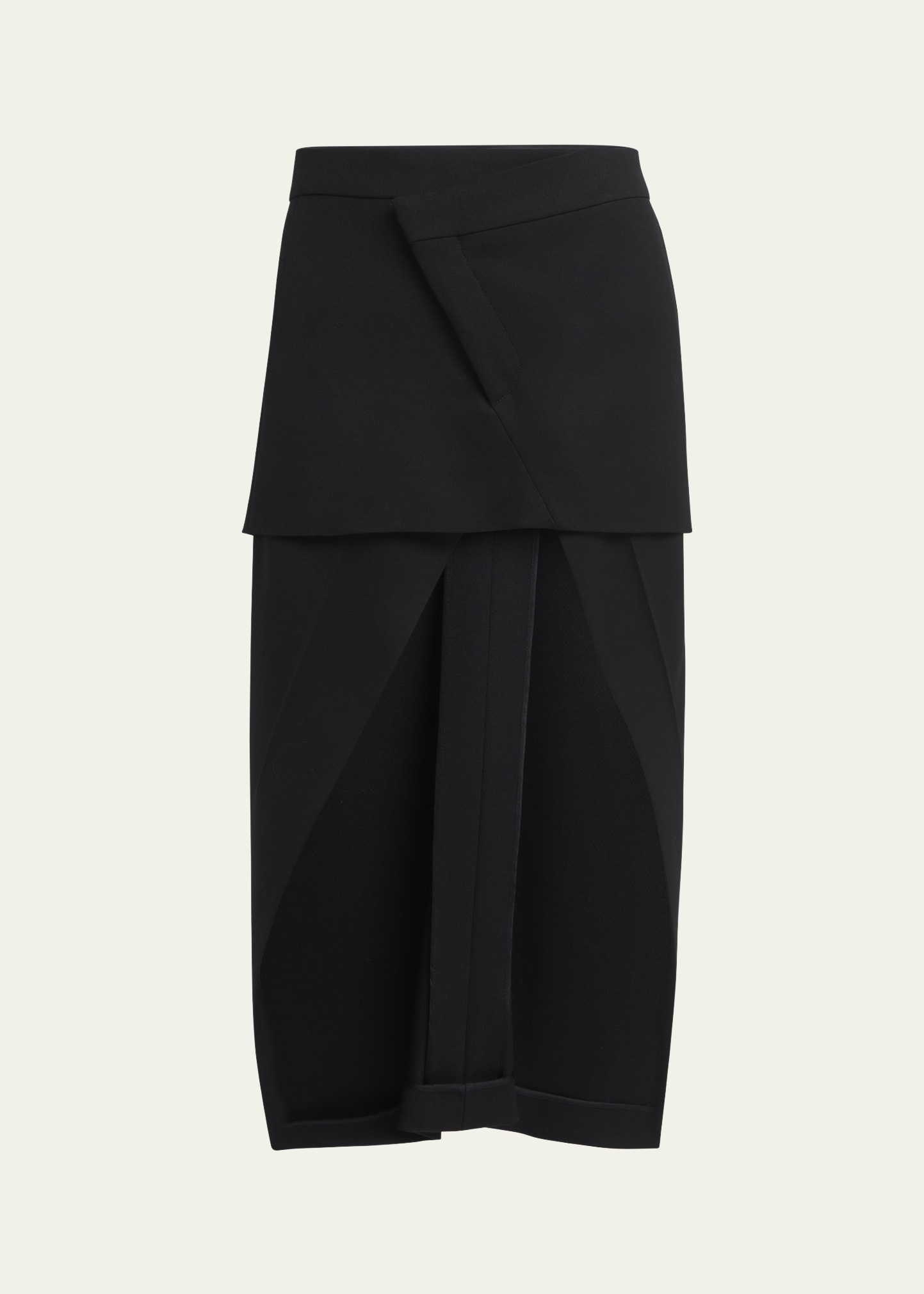 Layered High Low Wool Skirt - 1