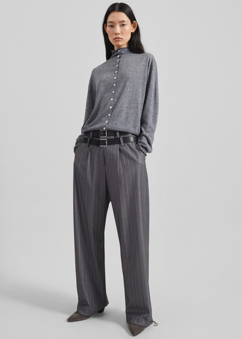 Vradal High Neck Cardigan - Grey 3