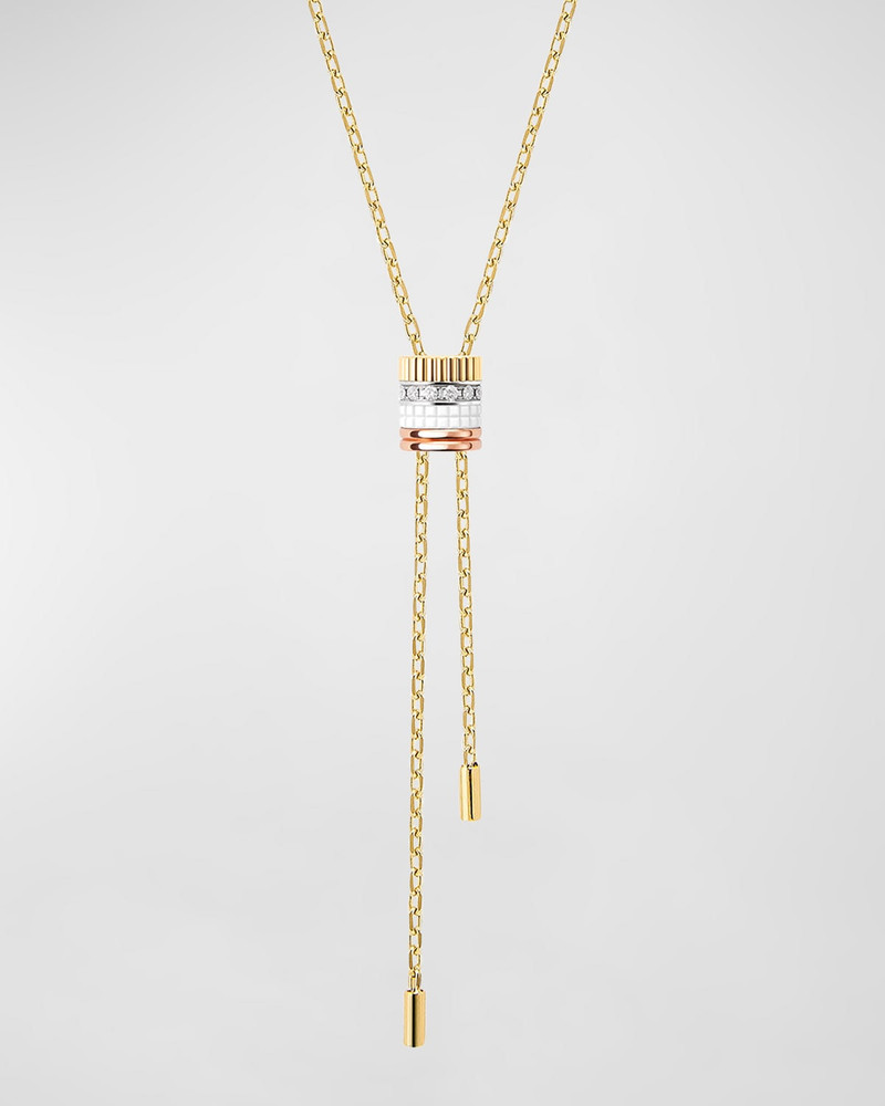Quatre 18K Yellow Gold Ceramic and Diamond Large Tie Necklace 1