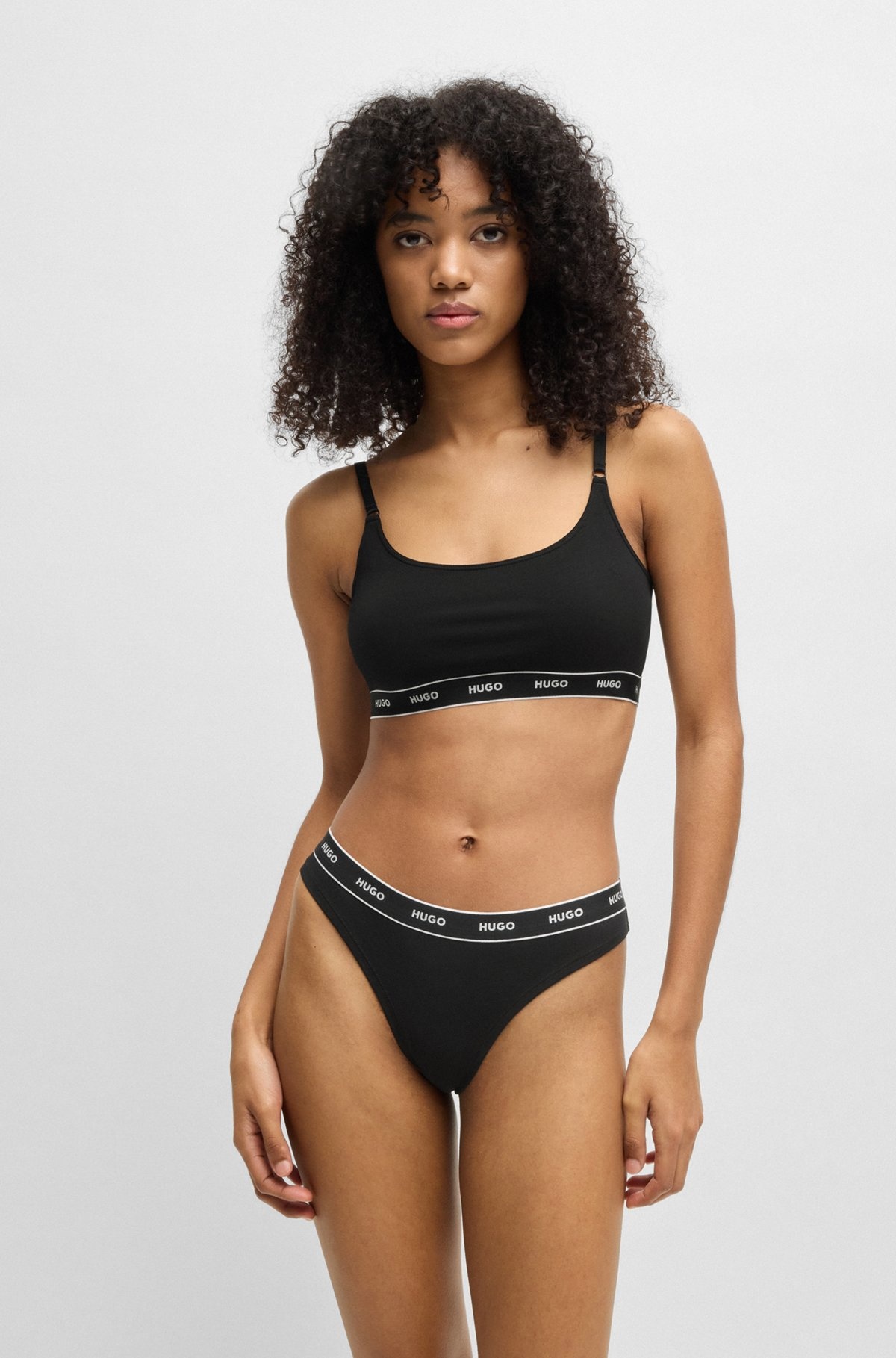 TWO-PACK OF STRETCH-COTTON BRALETTES WITH LOGO UNDERBANDS - 2