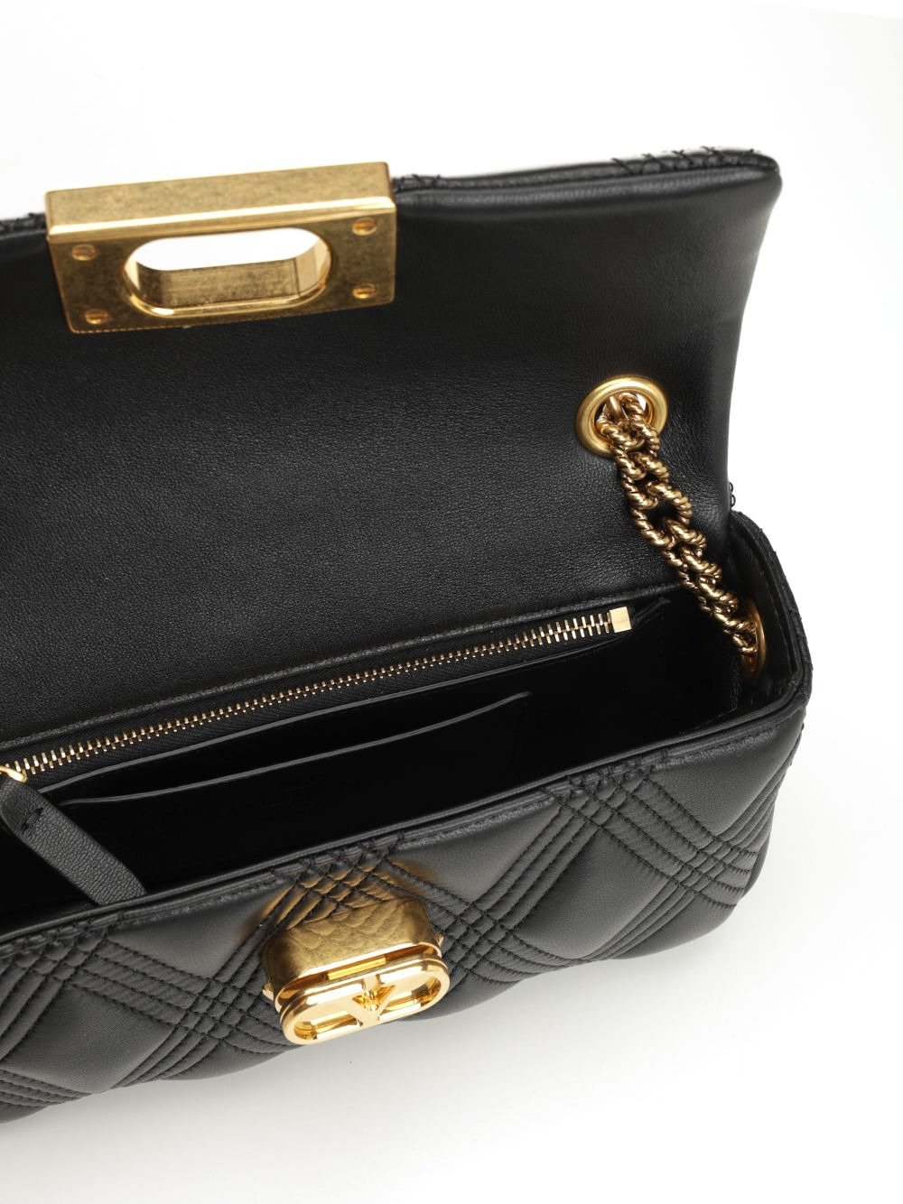 Small Top Handle Bag | Quiltie 67 | Nappa Deluxe/A.Brass Logo-Pall.Studs-Ant Handbags Black - 4