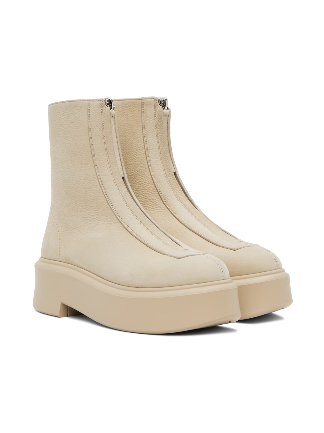 Beige Zipped I Boots - 4