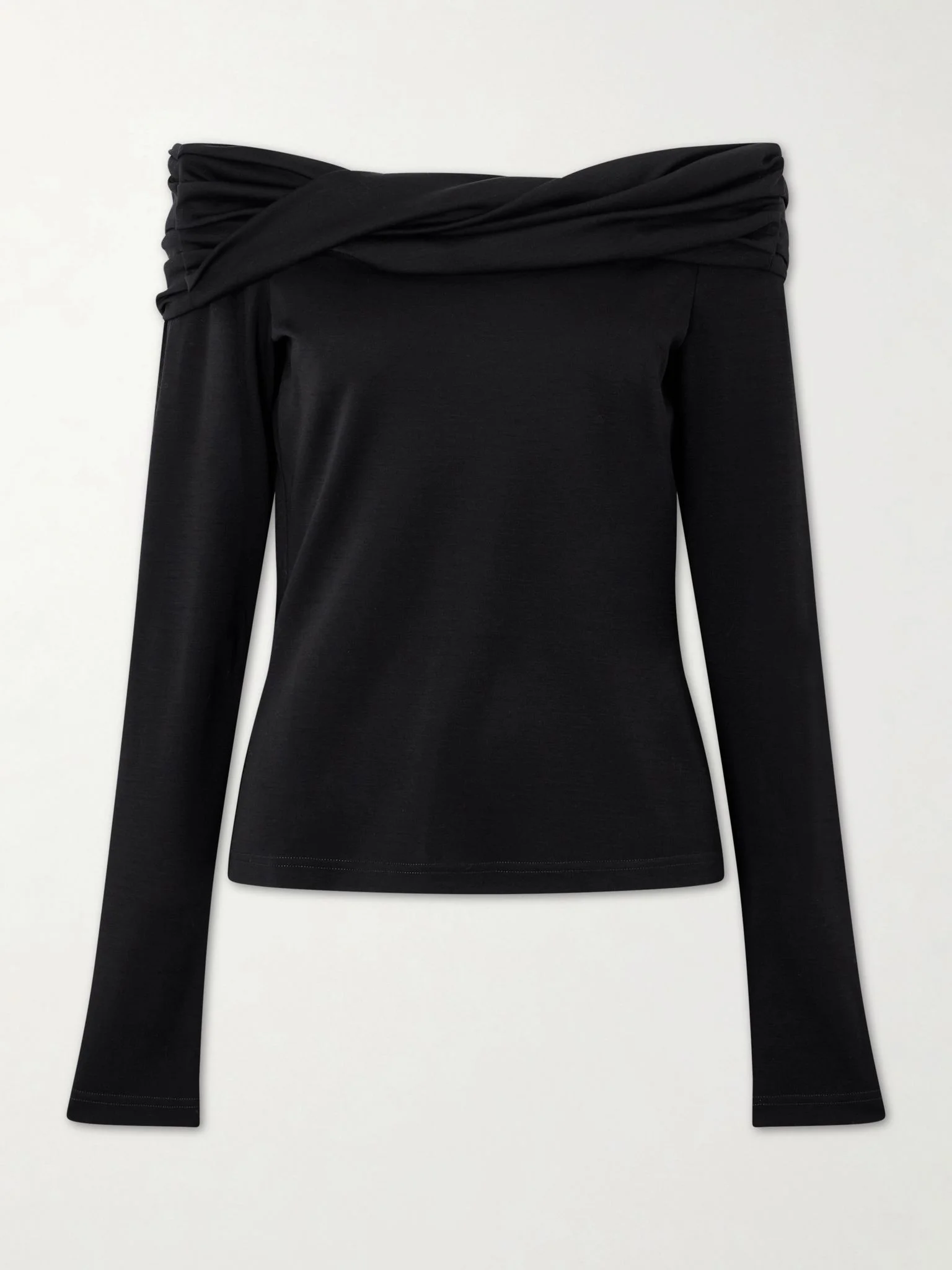 Off-the-shoulder wool top Black - 1