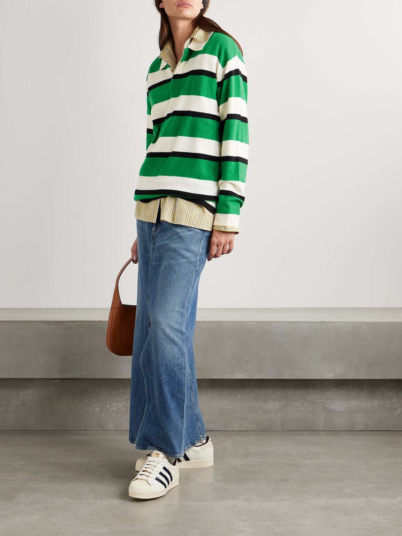 Oversized striped cashmere sweater Forest green - 2
