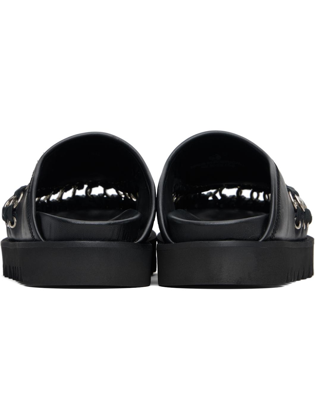 Black Hoop Detail Slip-on Loafers - 2