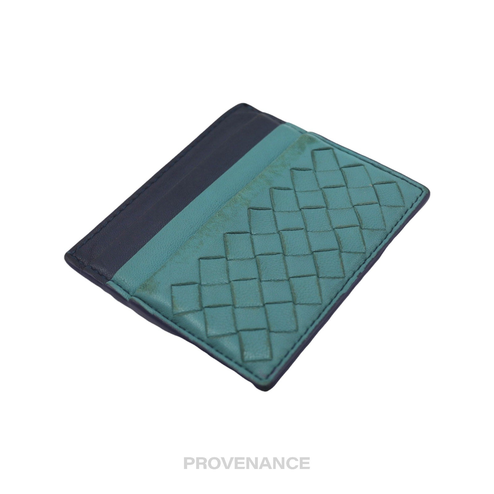 Bottega Veneta Card Holder Wallet - Blue Intrecciato - 6