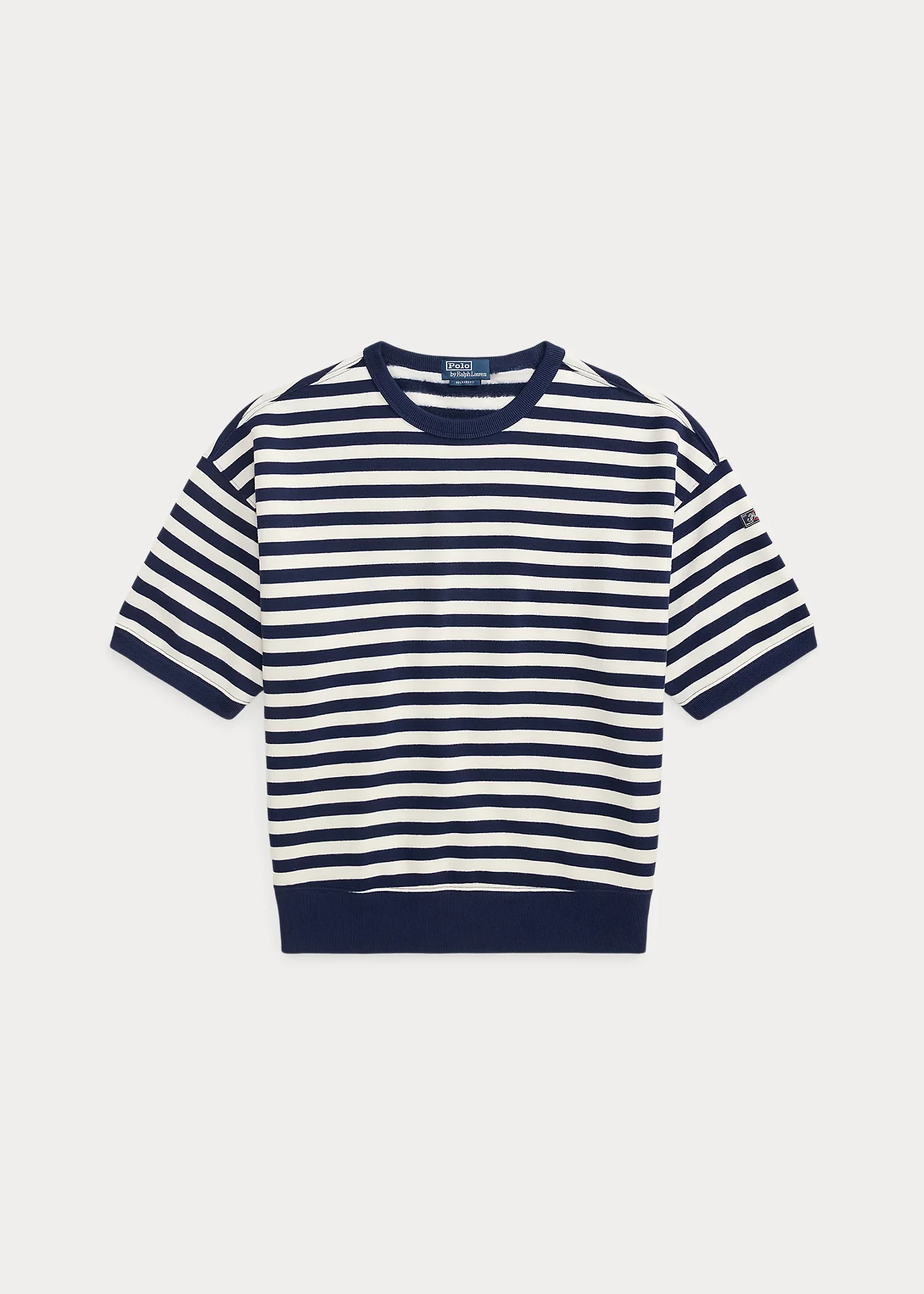 Relaxed Fit Striped Fleece Sweatshirt - 1