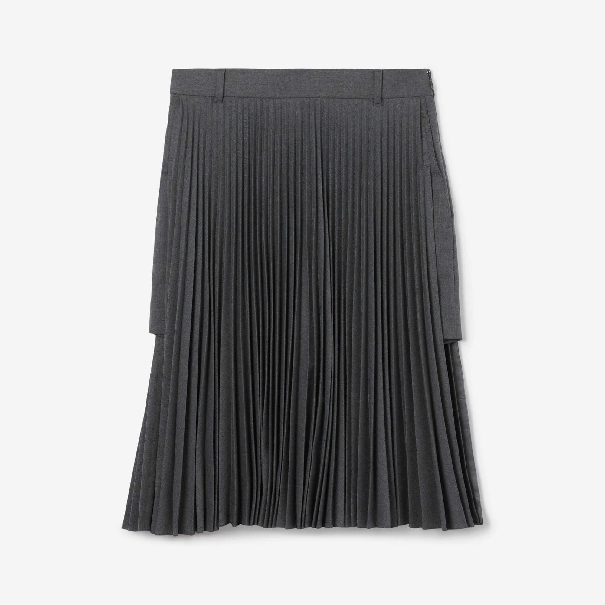 Pleated Panel Wool Blend Shorts - 1