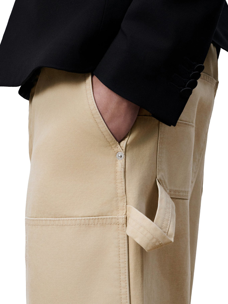 BEIGE COTTON TWILL CARPENTER`S STYLE JEANS 4