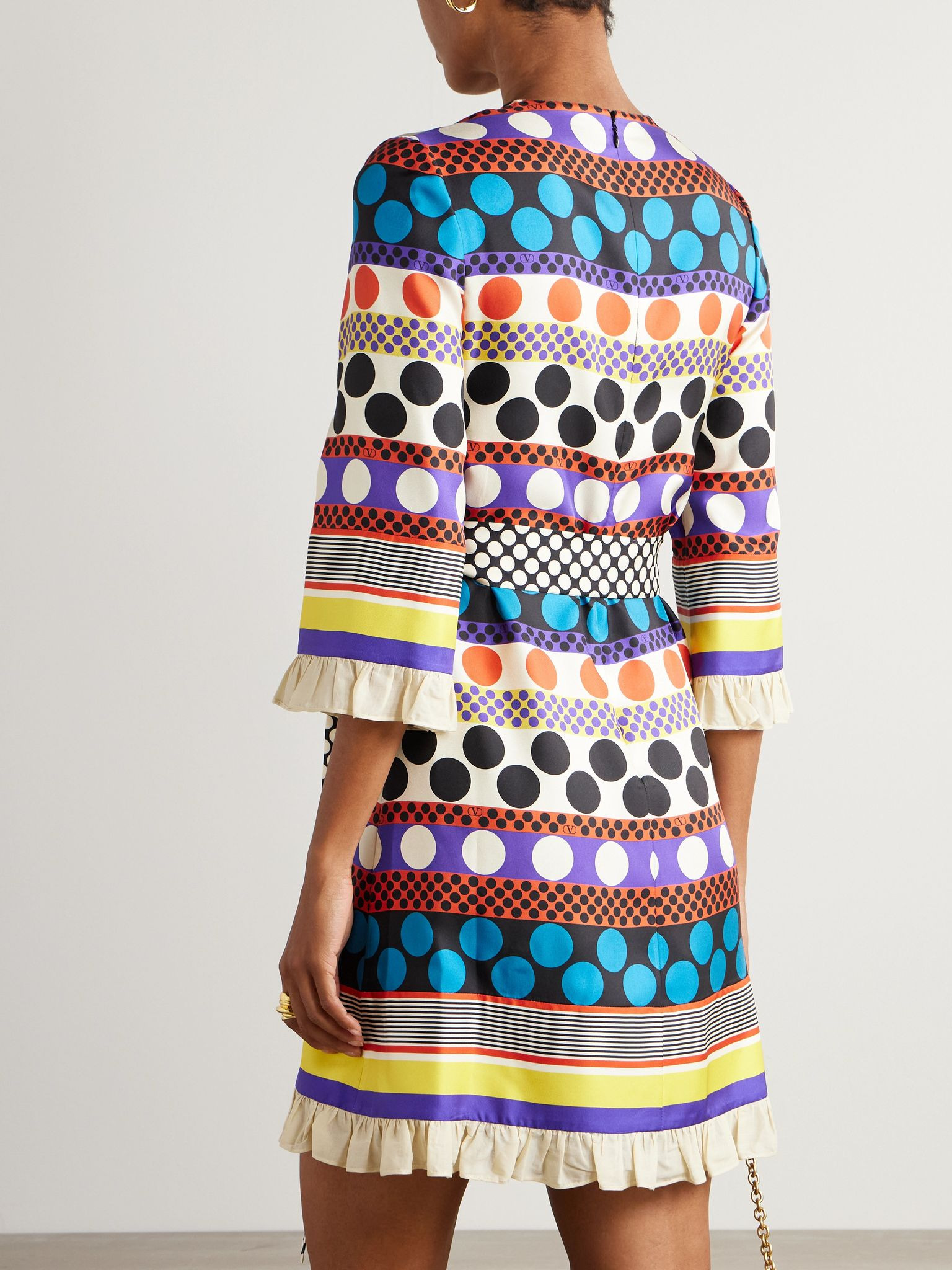 Belted printed silk-twill mini dress Multi - 3