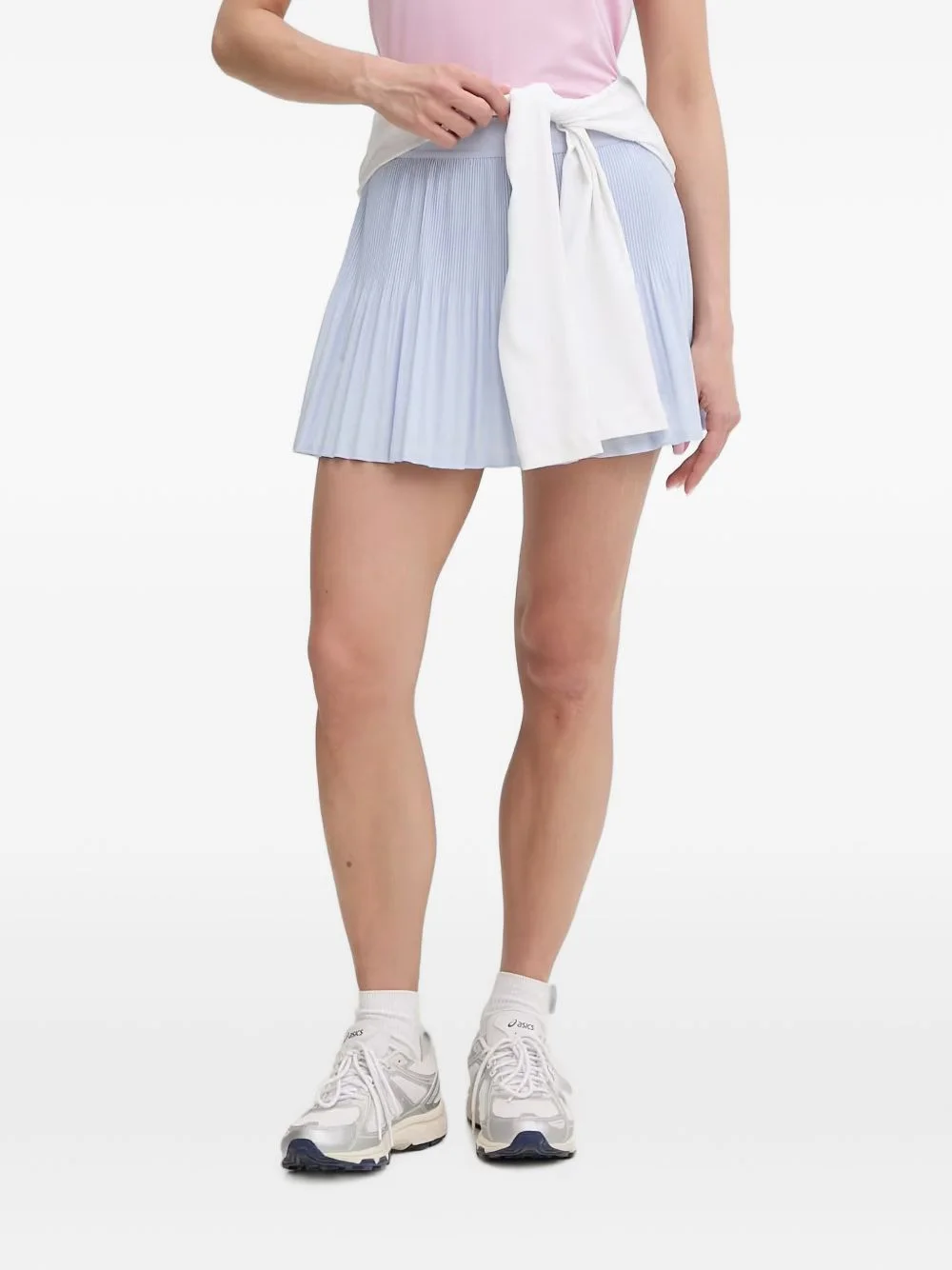 pleated logo-patch mini skirt - 1