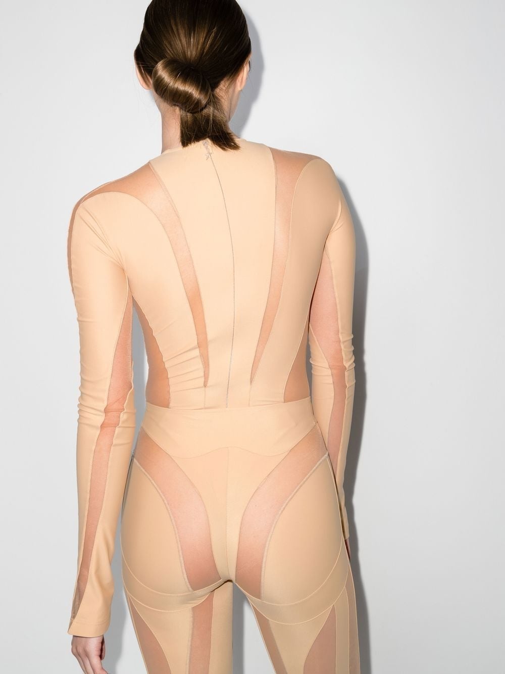 panelled long-sleeve sheer bodysuit - 3