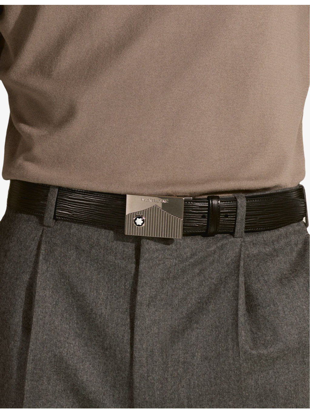 Logo-engraved buckle leather belt - 2